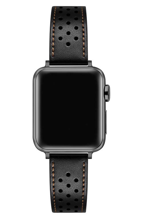 The Posh Tech Derek Perforated Leather Apple Watch® Watchband In Black