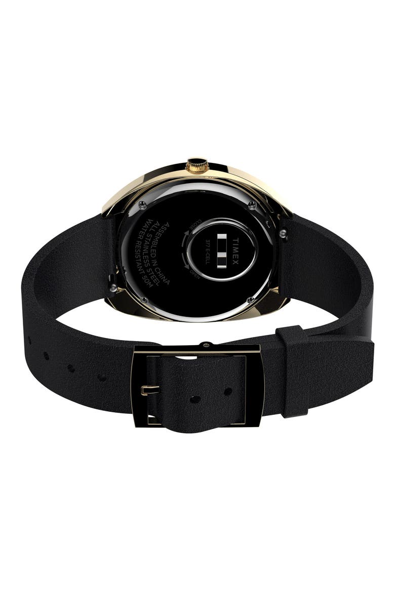Q 1972 Reissue Leather Strap Watch, 43mm x 39mm, Alternate, color, GOLD
