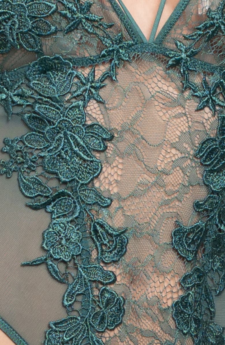 In Bloom by Jonquil Cassie Floral Lace Teddy, Alternate, color, Juniper