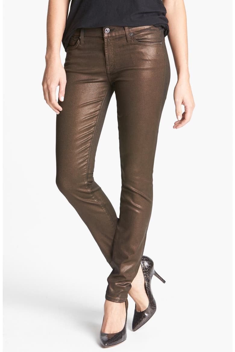 7 For All Mankind® 'Higher Gloss Gummy' Skinny Jeans, Main, color, BROWN SUGAR