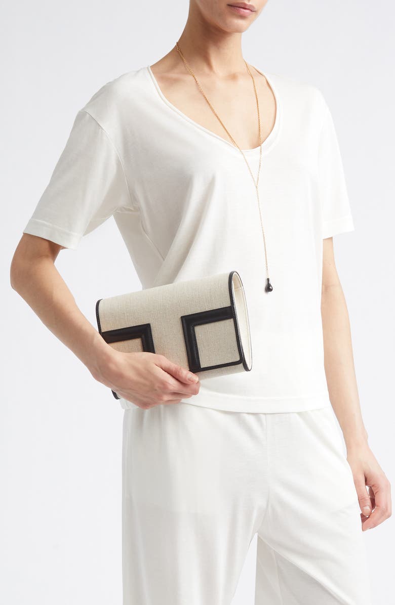 TOTEME T-Flap Canvas & Leather Envelope Clutch, Alternate, color,