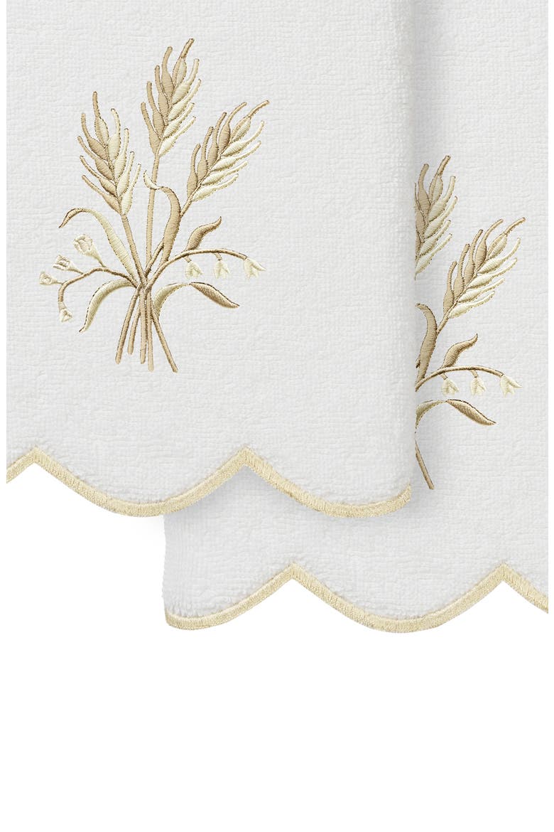Whitney Scallop Set of 2 Turkish Cotton Hand Towels, Alternate, color, WHITE/ BEIGE