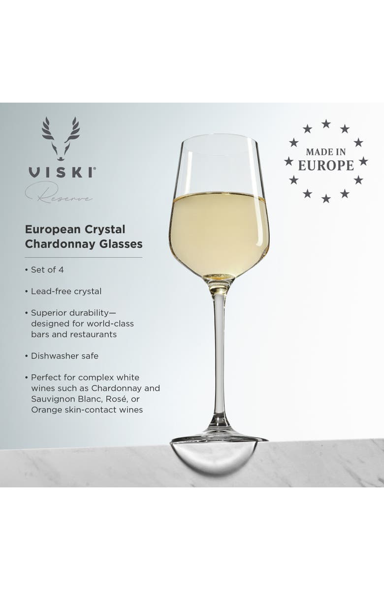 Viski Reserve Inez Crystal Chardonnay Glasses Set of 4, Alternate, color, Clear