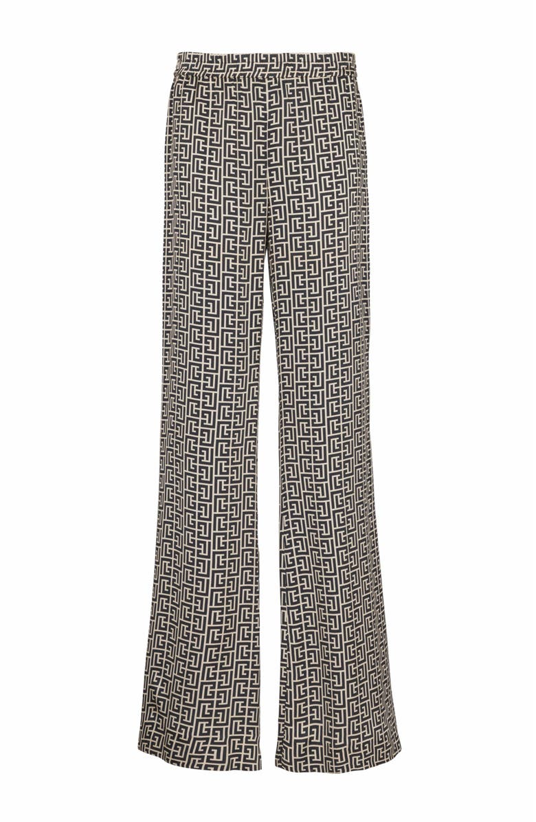 Balmain Monogrammed Flowing Trousers, Alternate, color, Black