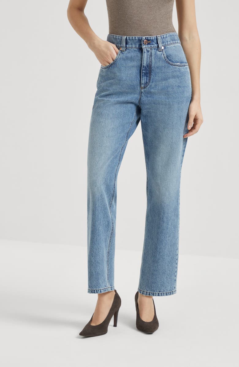 Brunello Cucinelli Retro five-pocket trousers, Alternate, color, Light Denim