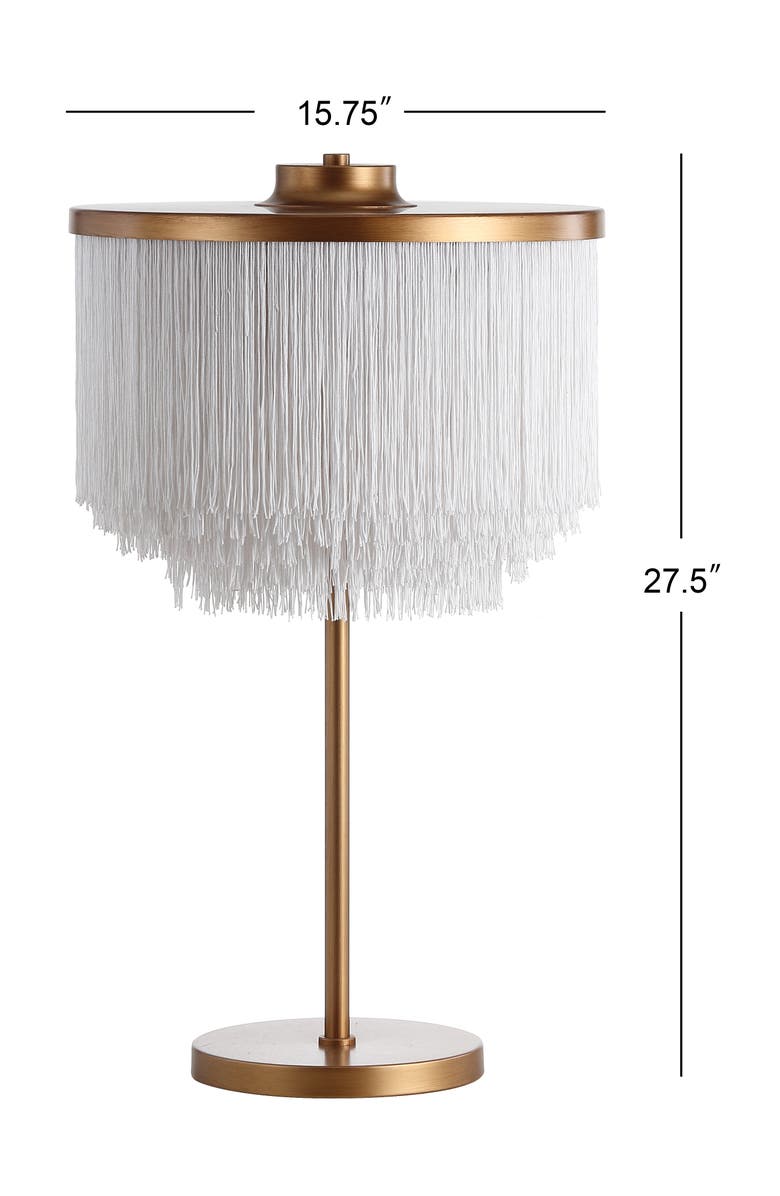 JONATHAN Y Coco Fringed/Metal LED Table Lamp, Main, color, Gold