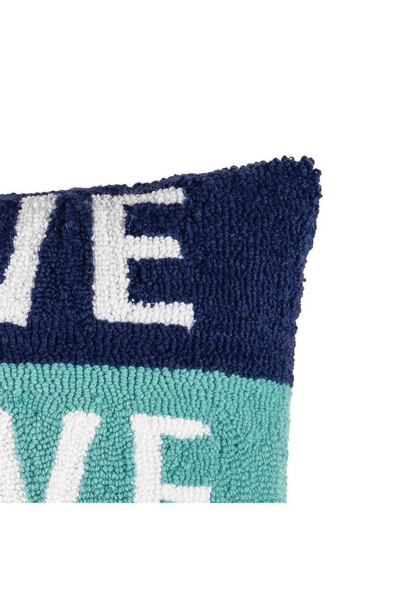 Live Love Lake Hooked Throw Pillow, 18" x 18", Alternate, color, Blue