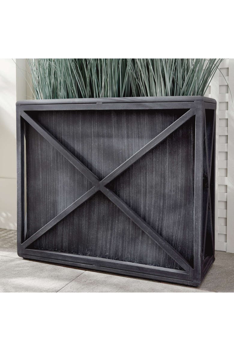 Terrazza Tall Rectangular Planter, Alternate, color, Black