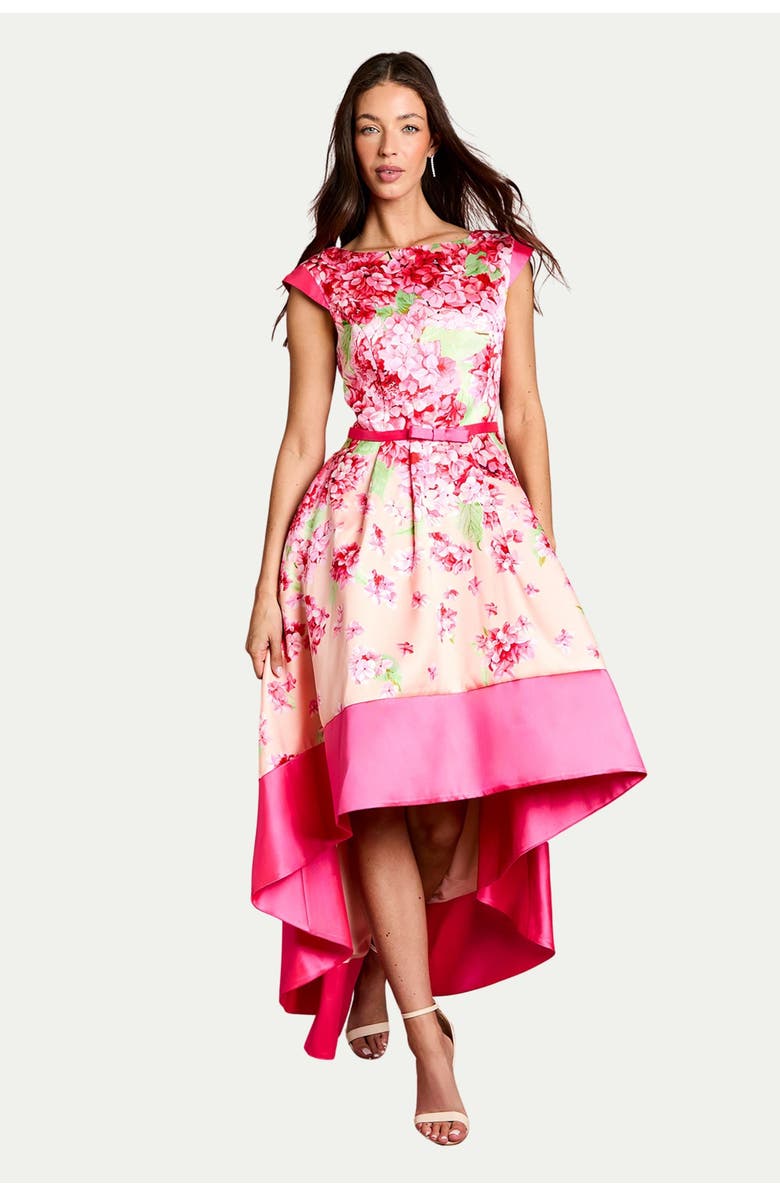Coast Twill Hi-lo Floral Printed Midi Dress, Main, color, Blush