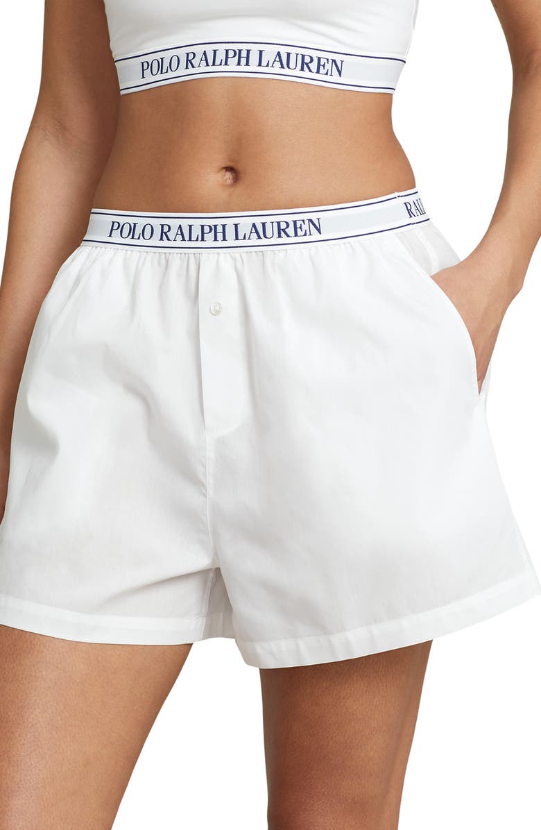 Polo Ralph Lauren Boxer Pajama Shorts, Main, color, White Cloud