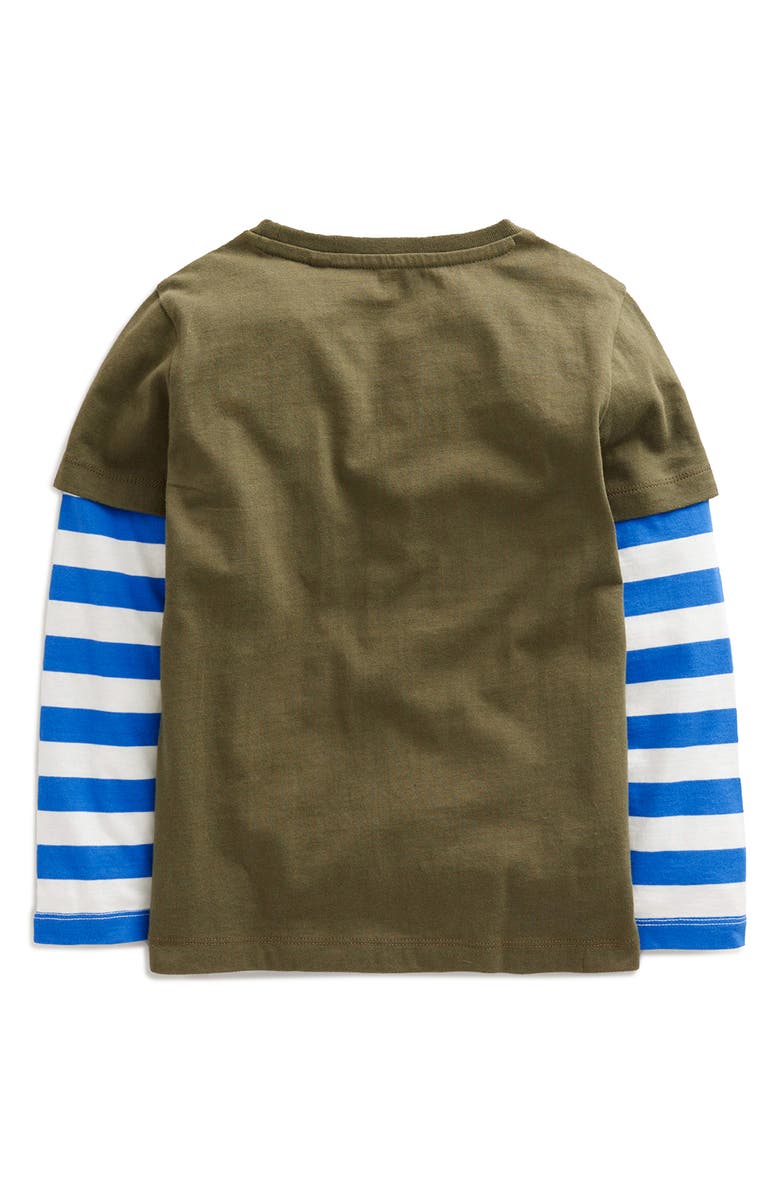 Mini Boden Kids' Dino Appliqué Layered Cotton T-Shirt, Alternate, color, 