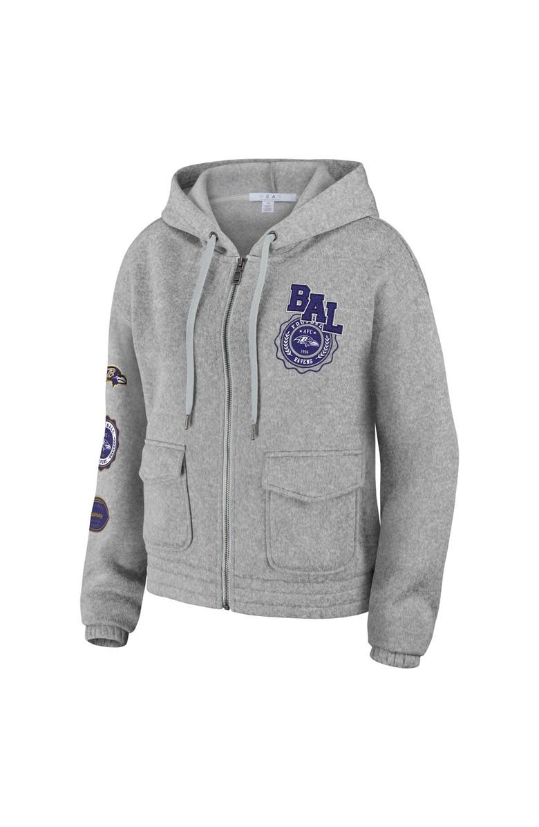 WEAR by Erin Andrews Women's WEAR by Erin Andrews Heather Gray Baltimore Ravens Full-Zip Hoodie, Alternate, color, Heather Gray