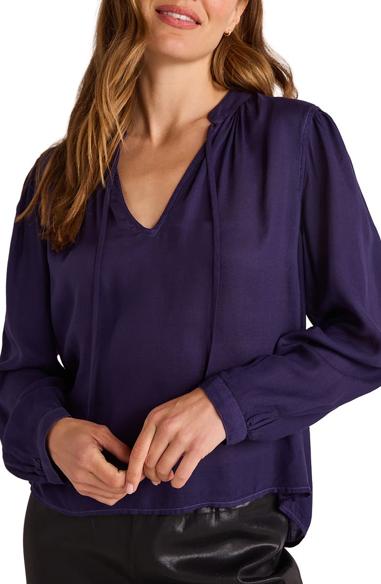 Bella Dahl Flowy Tie Neck Top, Main, color, Dark Sapphire