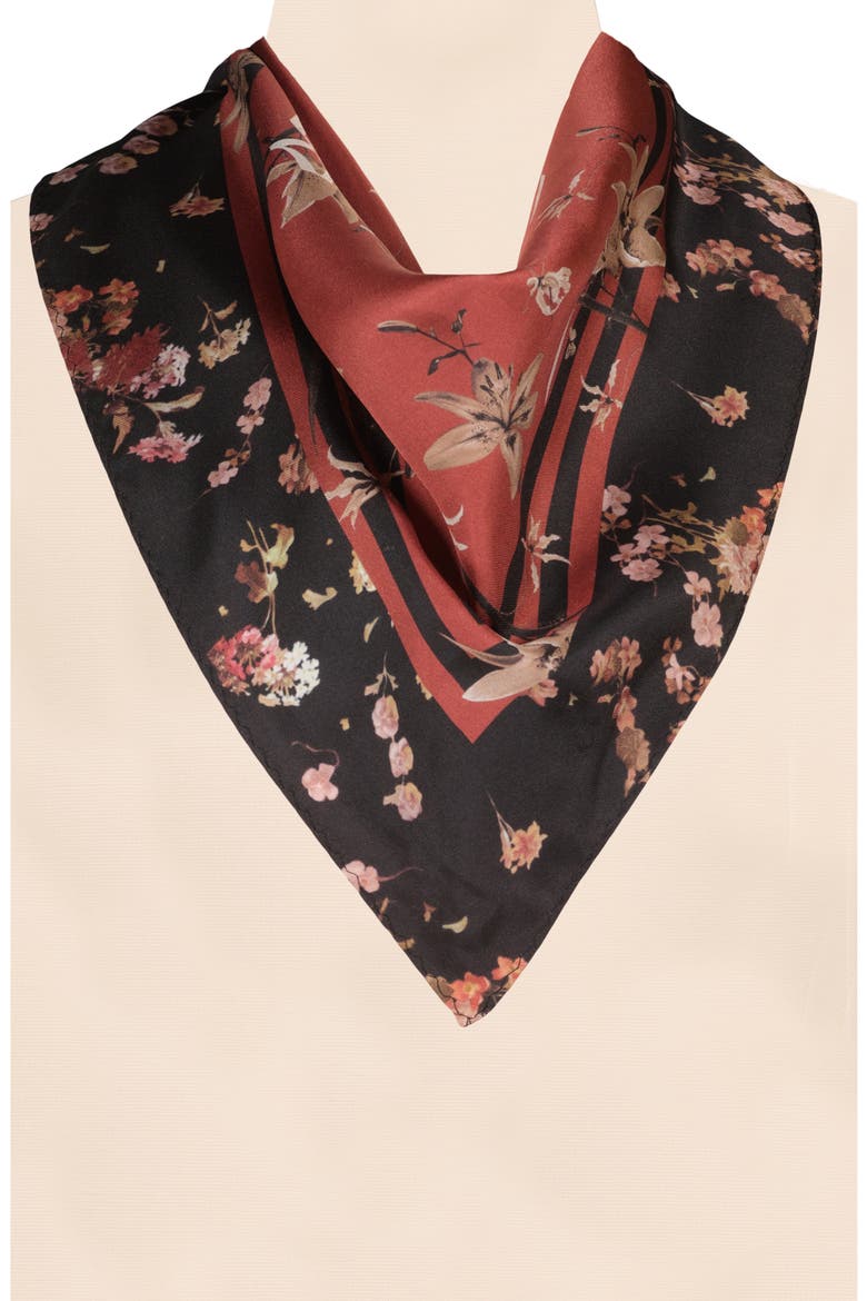 Perta Silk Twill Scarf, Alternate, color, BROWN MULTI