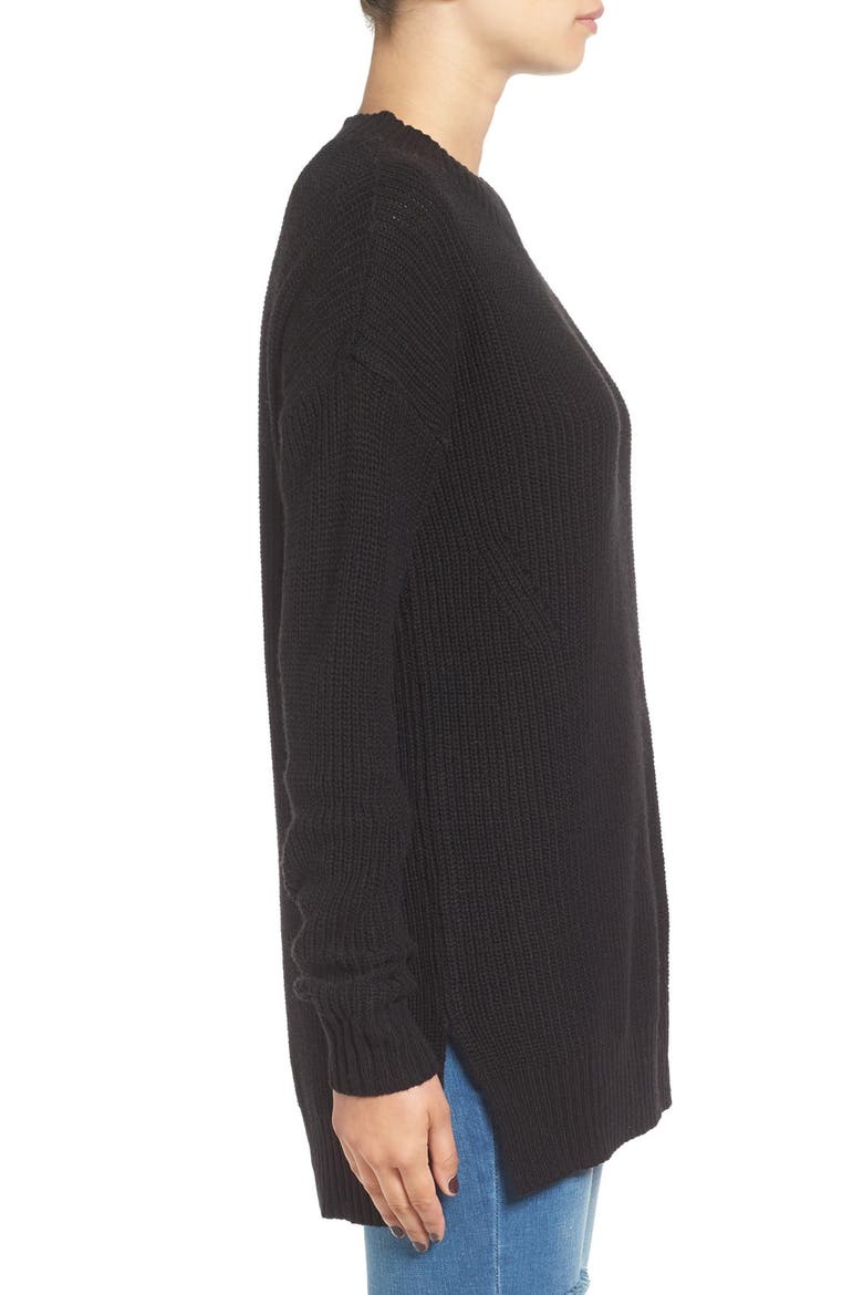 Ribbed Mock Neck Pullover, Alternate, color, BLACK