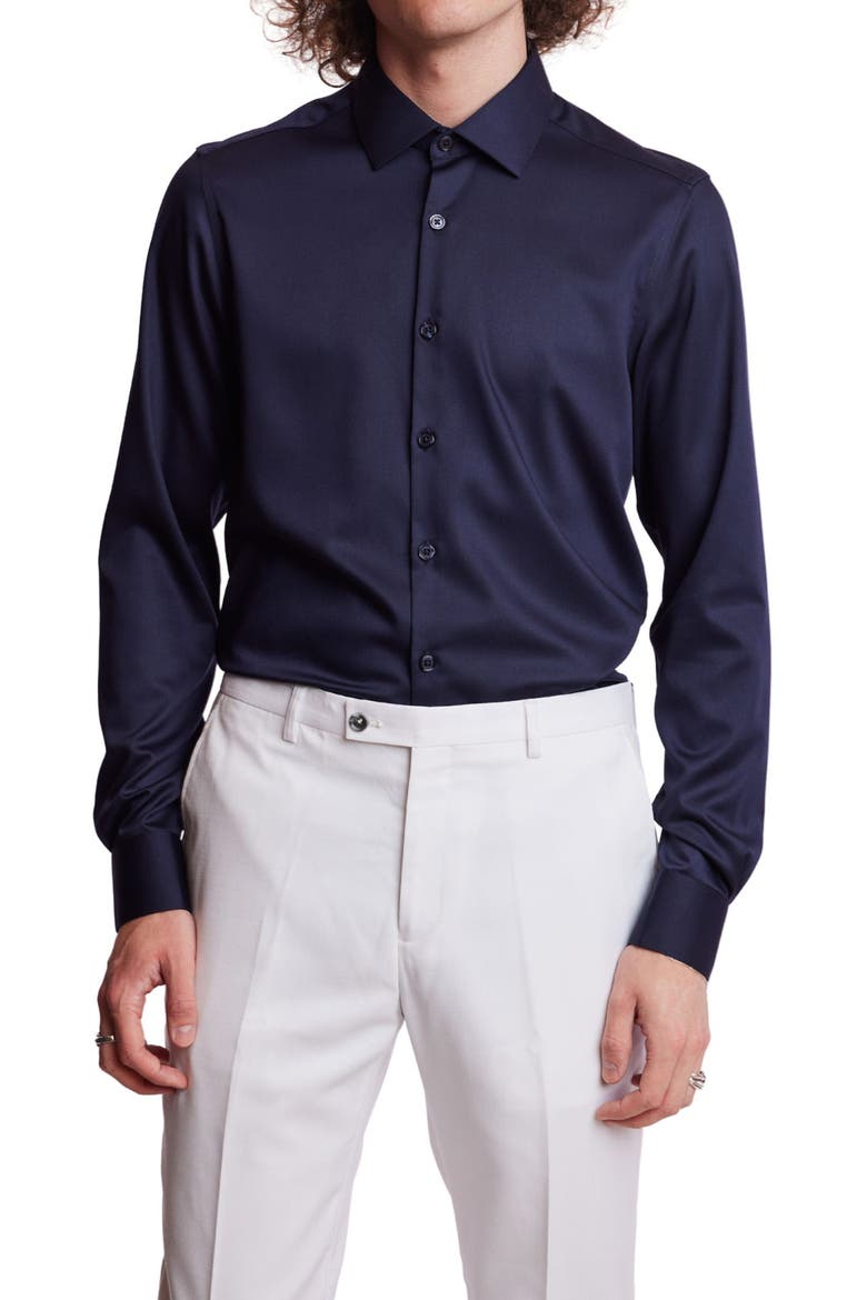 Parker Trim Fit Button-Up Shirt, Main, color, NAVY