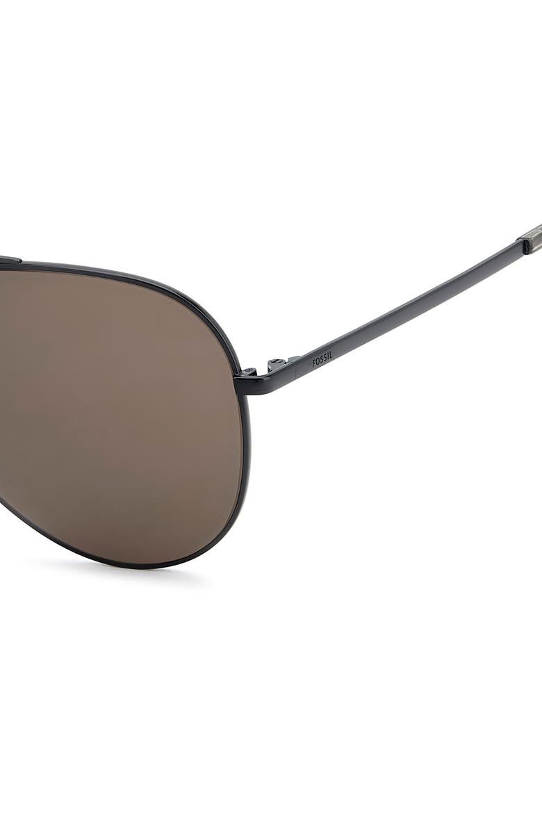 Fossil 60mm Pilot Sunglasses, Alternate, color, Matte Black/ Brown
