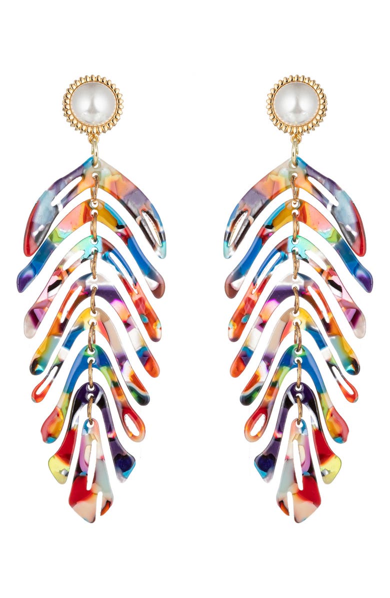 EYE CANDY LOS ANGELES Dina Acrylic Rainbow Drop Earrings, Main, color,