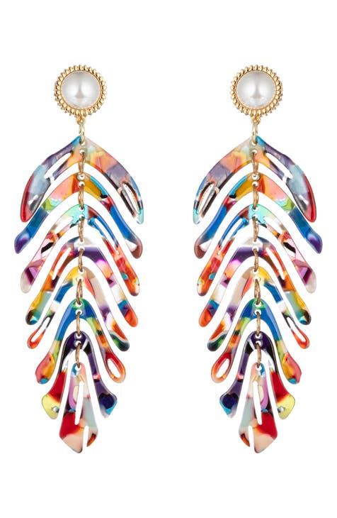 Dina Acrylic Rainbow Drop Earrings