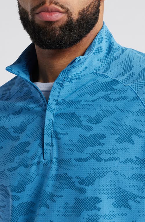 Johnnie-o Talbert Waffle Camo Print Quarter Zip Pullover In Barrels Blue