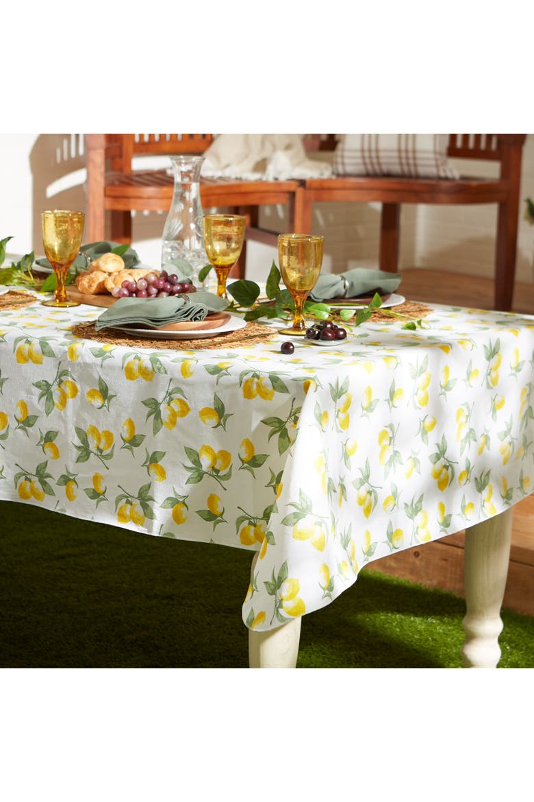 Vinyl Outdoor Printed 70" Round Tablecloth, Alternate, color, Summer Lemons