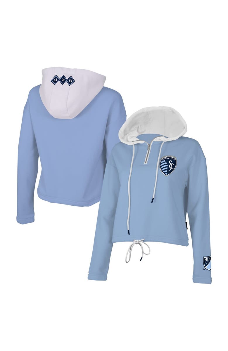 Stadium Essentials Women's Stadium Essentials Light Blue Sporting Kansas City Game Plan Quarter-Zip Hoodie, Main, color, Light Blue