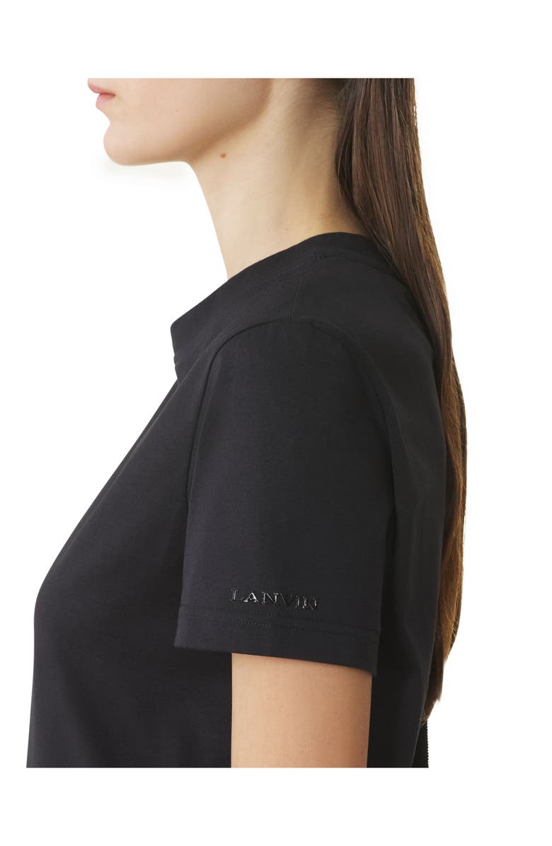 Lanvin Cotton T-Shirt With Ribbon Detail, Alternate, color, Black