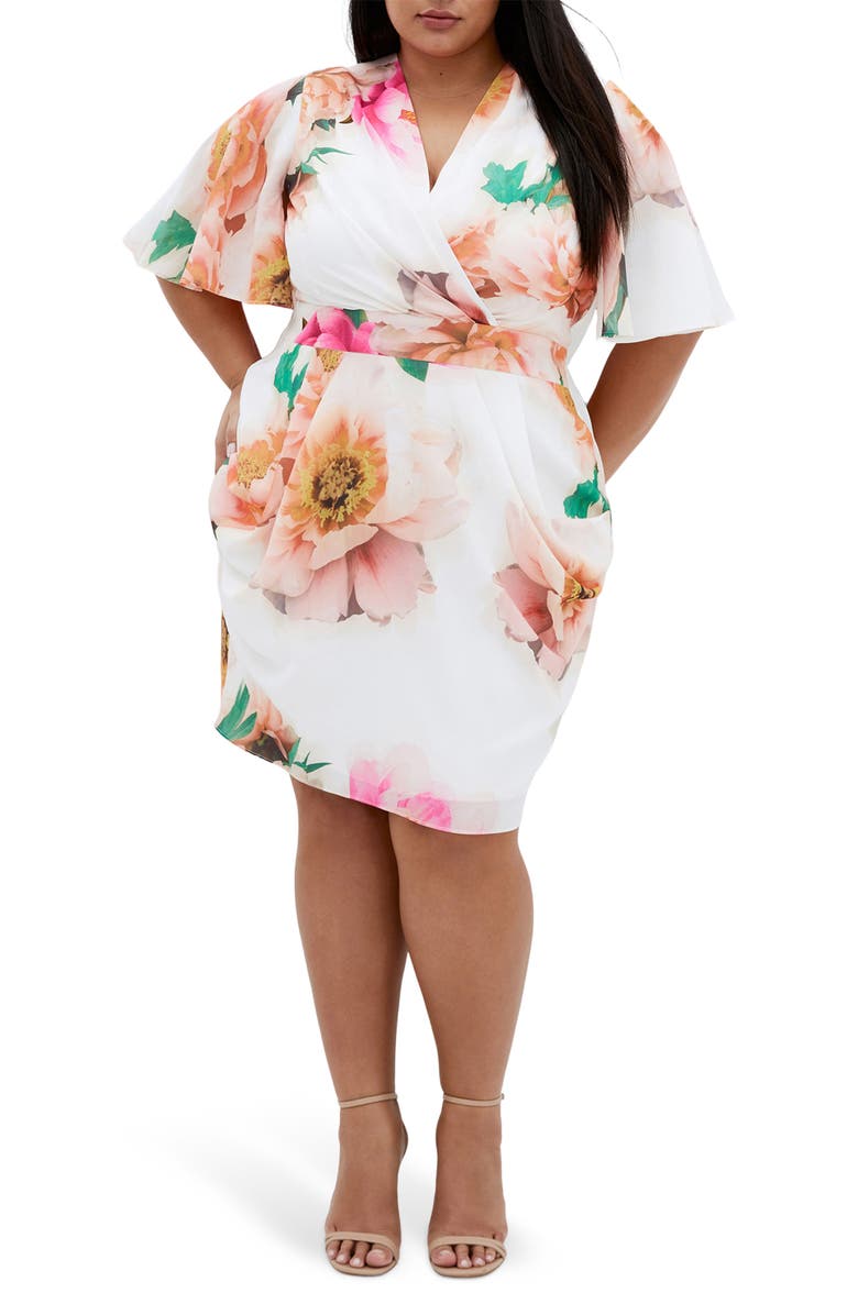 City Chic Brae Floral Print Dress, Main, color, Garden Party