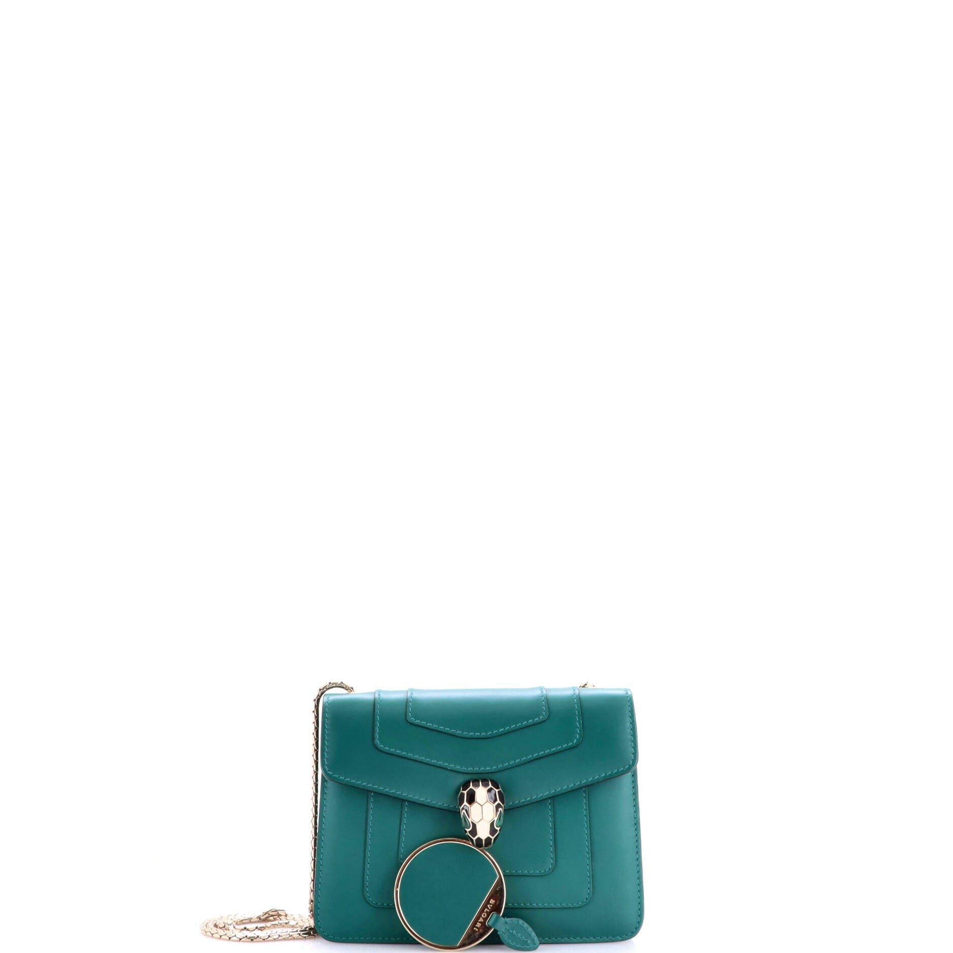 Serpenti Forever Square Shoulder Bag Leather Small, Alternate, color, Green