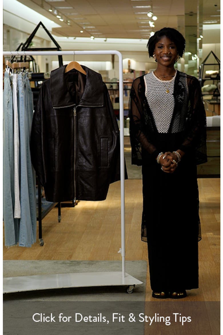 Oversize Funnel Neck Leather Coat video