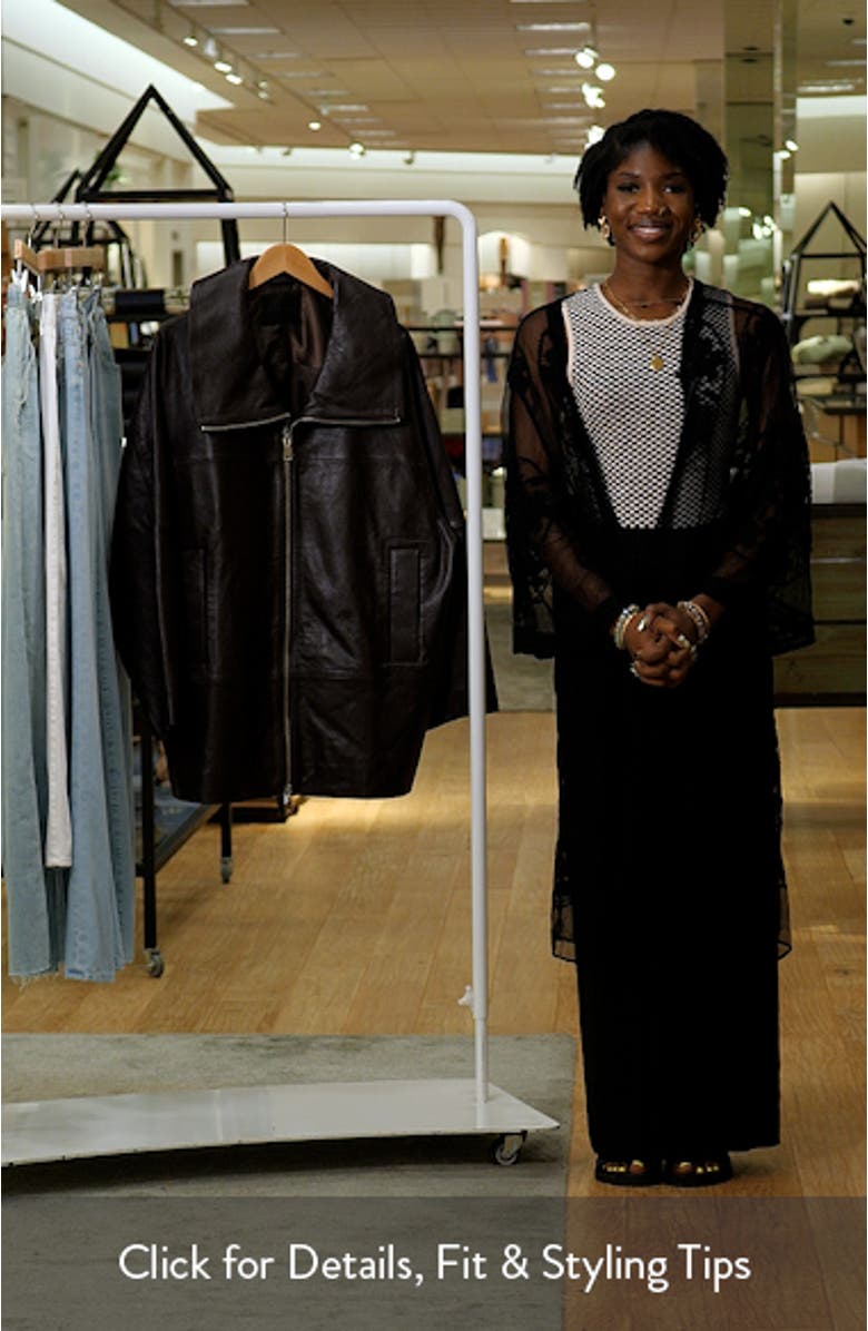 Oversize Funnel Neck Leather Coat, sales video thumbnail