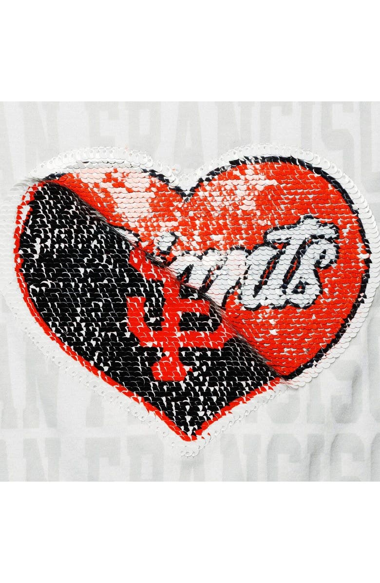 New Era Girls Youth New Era White San Francisco Giants Flip Sequin Heart Crop Top, Alternate, color, 