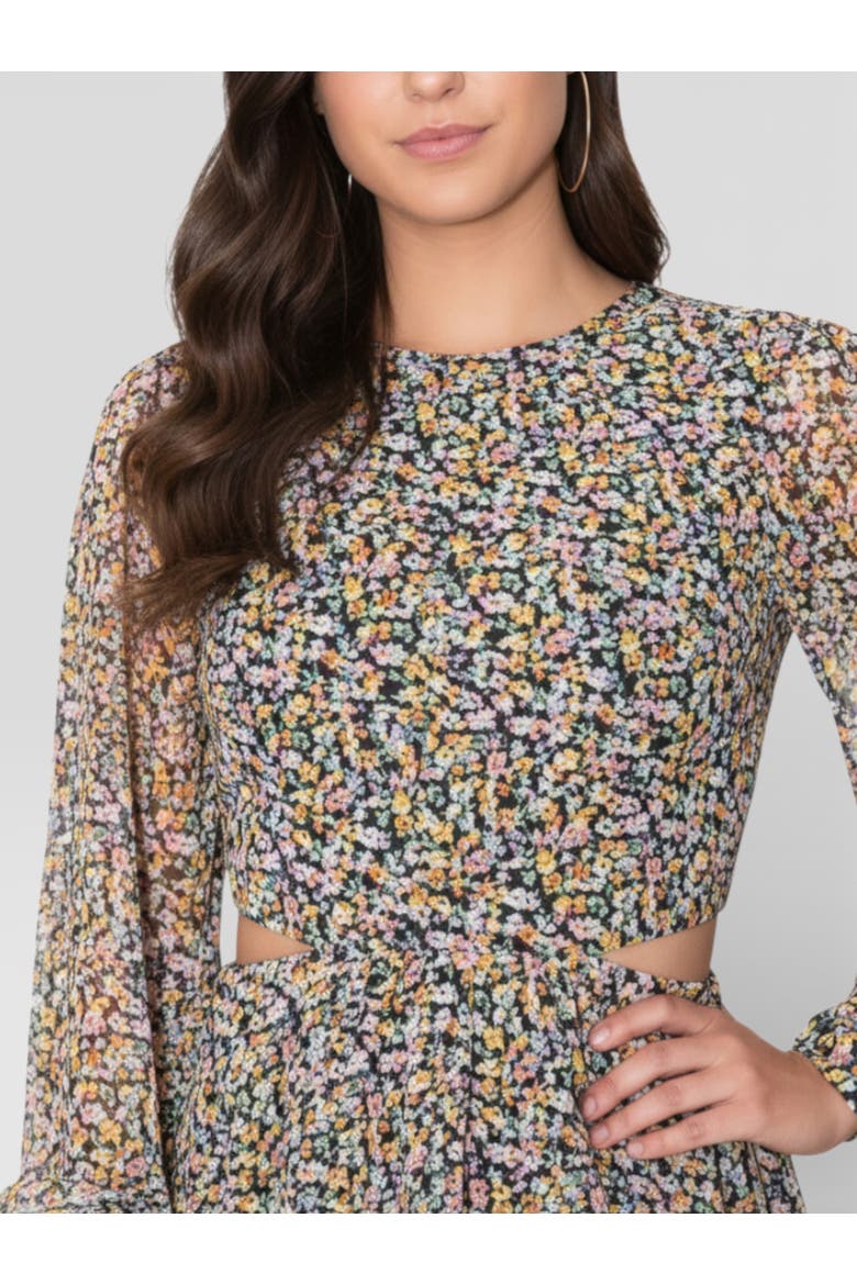 Nash Cutout Chiffon Mini Dress, Alternate, color, Limelight Ditsy Floral