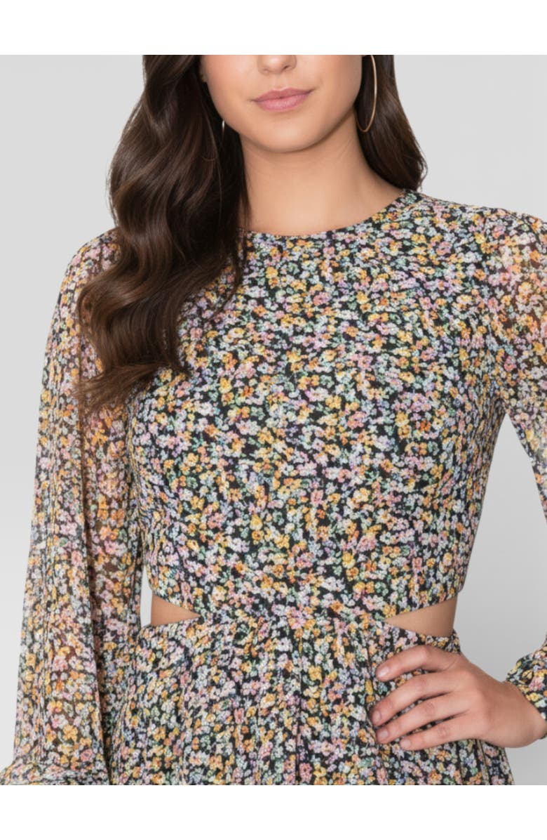 RACHEL Rachel Roy Nash Cutout Chiffon Mini Dress, Alternate, color, Limelight Ditsy Floral