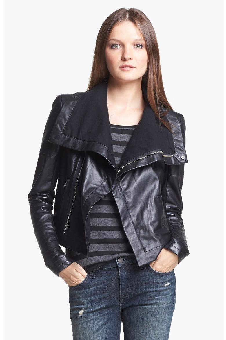 'Max' Leather Moto Jacket, Main, color, BLACK
