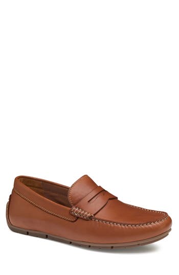 Johnston & Murphy Collection Johnston & Murphy Baldwin Driver Penny Loafer In Cognac Sheepskin