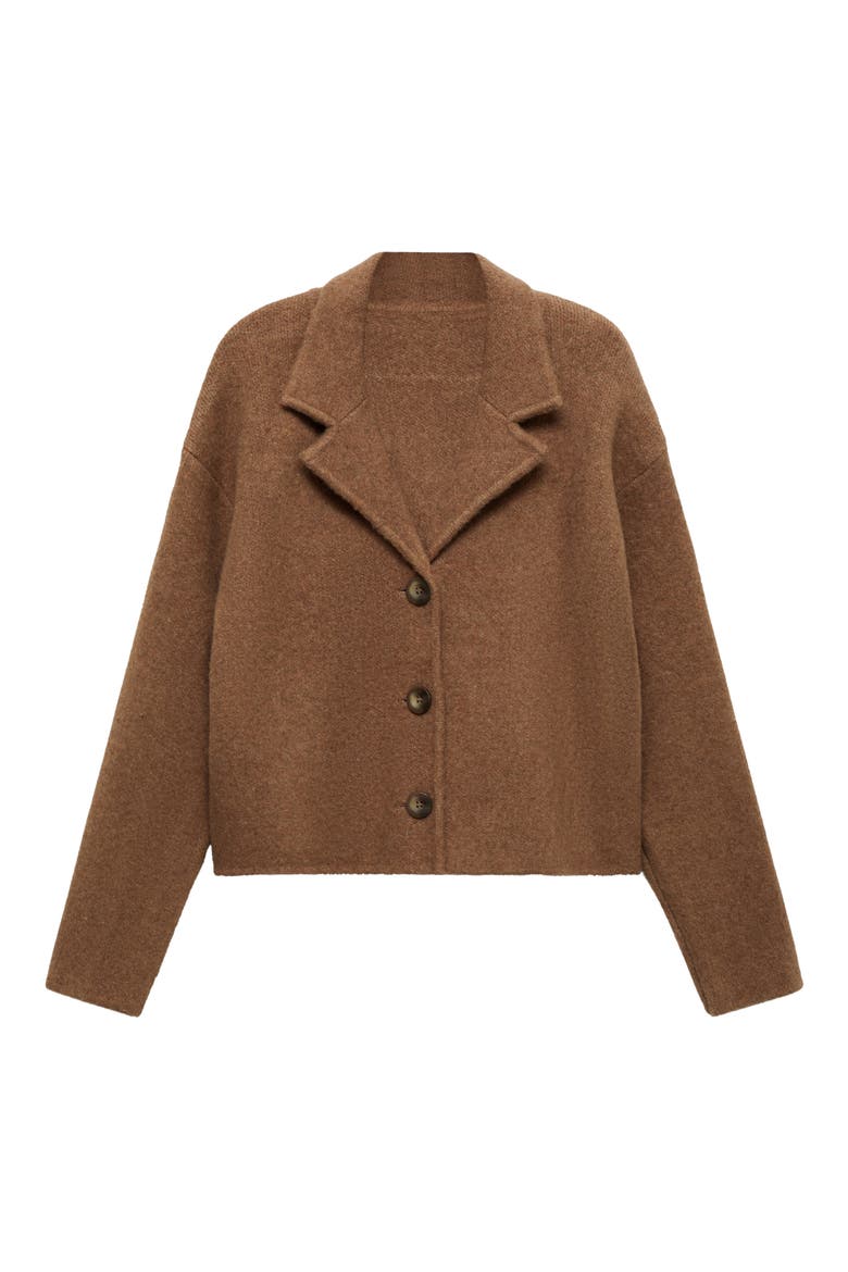Notch Collar Crop Knit Jacket, Alternate, color, MEDIUM BROWN