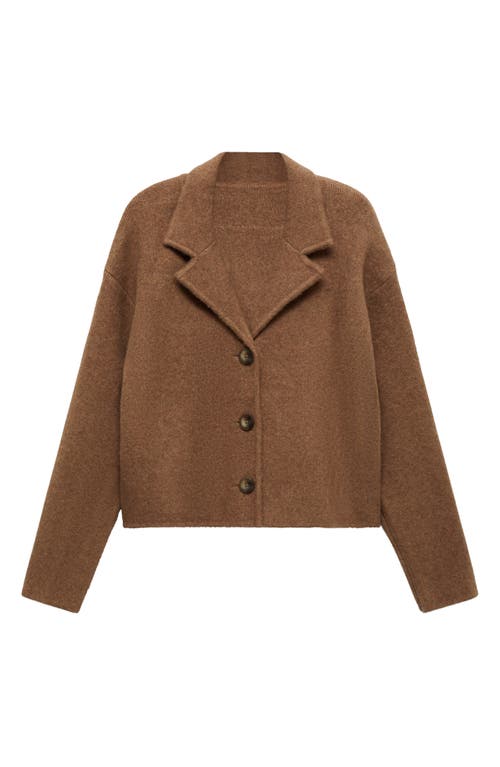 Mango Knitted Buttoned Jacket Medium Brown In Medium Brown