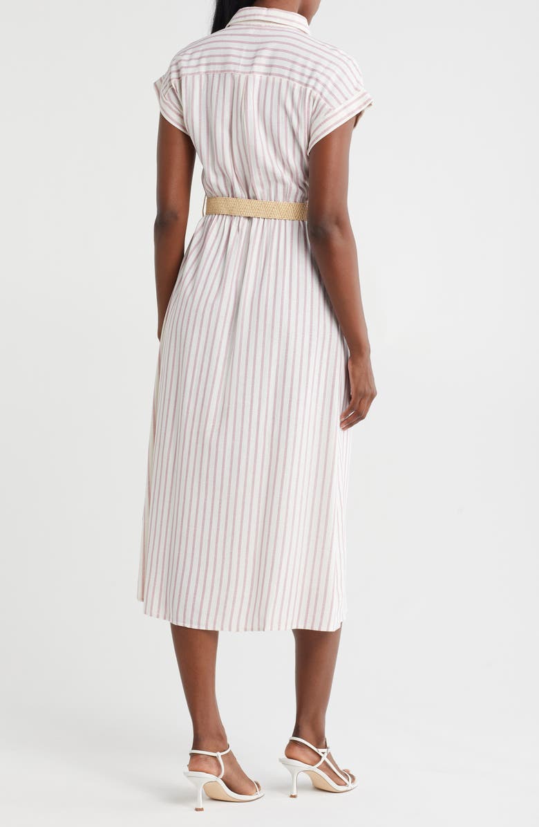 ZOE AND CLAIRE Striped Belted Shirtdress, Alternate, color, Mauve