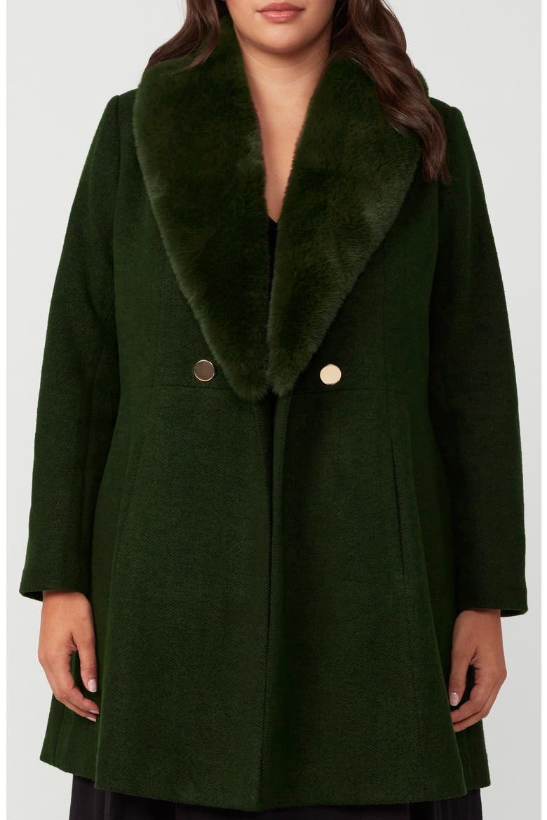 Grammy Coat with Faux Fur Collar, Main, color, OLIVE