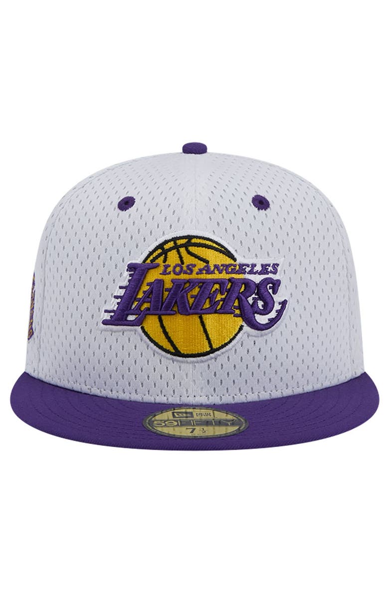 New Era Men's New Era White/Purple Los Angeles Lakers Throwback 2Tone 59FIFTY Fitted Hat, Alternate, color, 