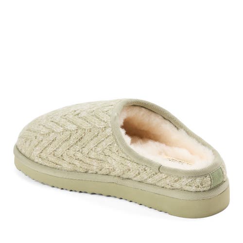 Dearfoams Fireside Greta Genuine Shearling Knit Clog Slipper In Green