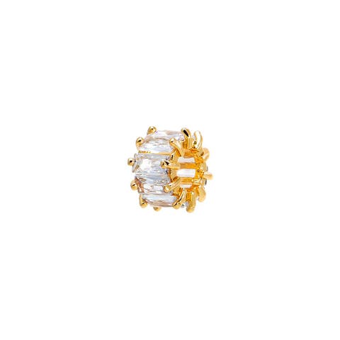 CZ Baguette Round Wide Charm