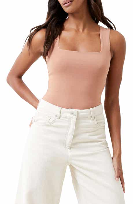 French Connection Rallie Square Neck Stretch Cotton Bodysuit