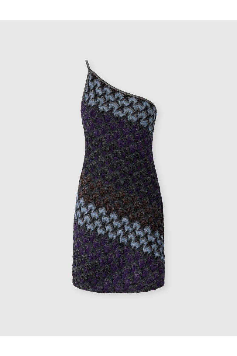 One-shoulder Viscose Lamé Mini Dress, Main, color, Multicoloured