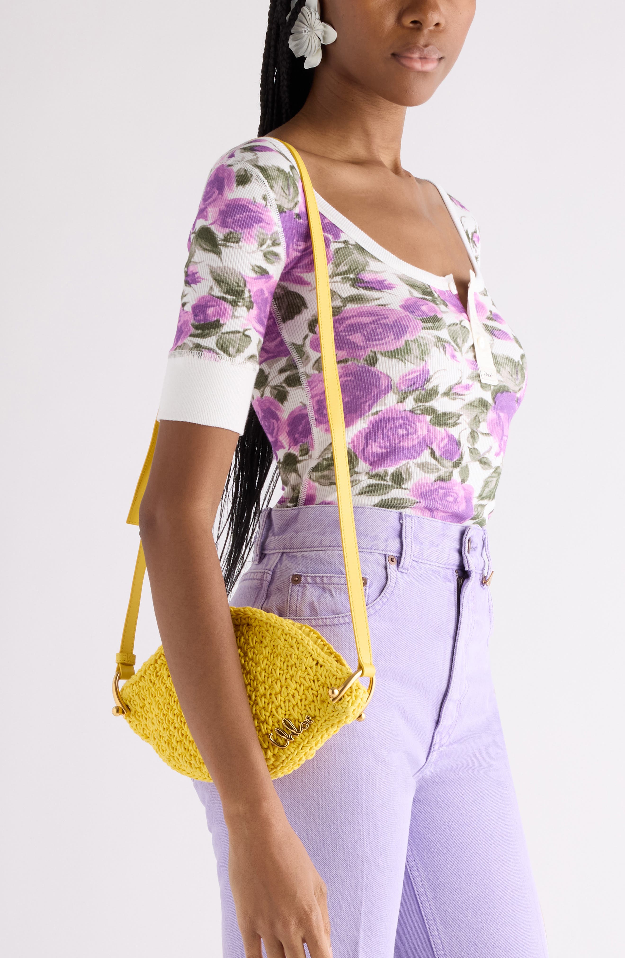 Chloé Tropicus Knit Shoulder Bag, Alternate, color, Radiant Yellow