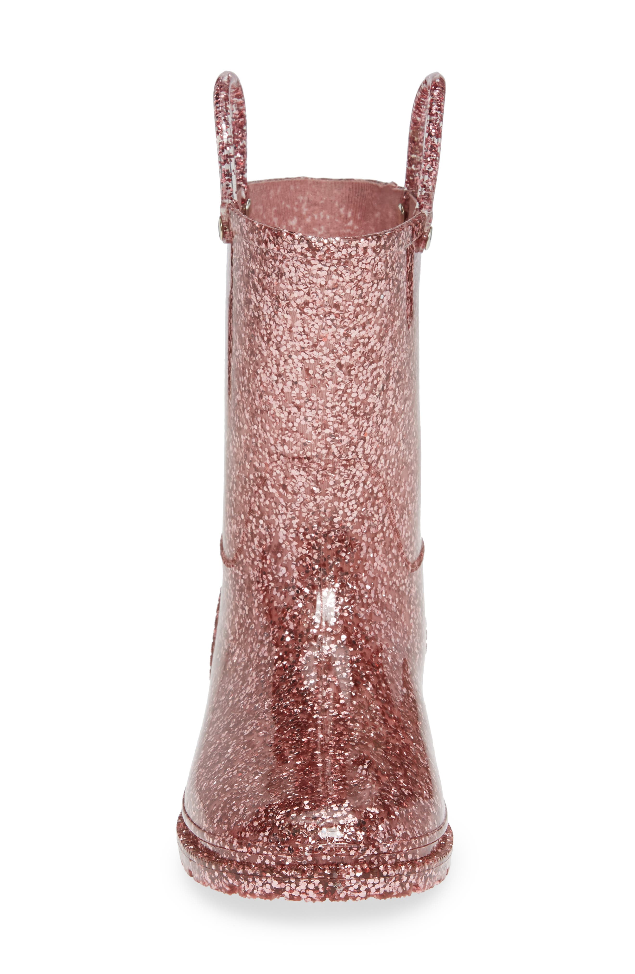 Glitter Waterproof Rain Boot, Alternate, color, ROSE GOLD