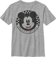 Mickey & Friends Boy's Mickey & Friends Checkered Mickey Mouse Portrait Graphic T-Shirt
