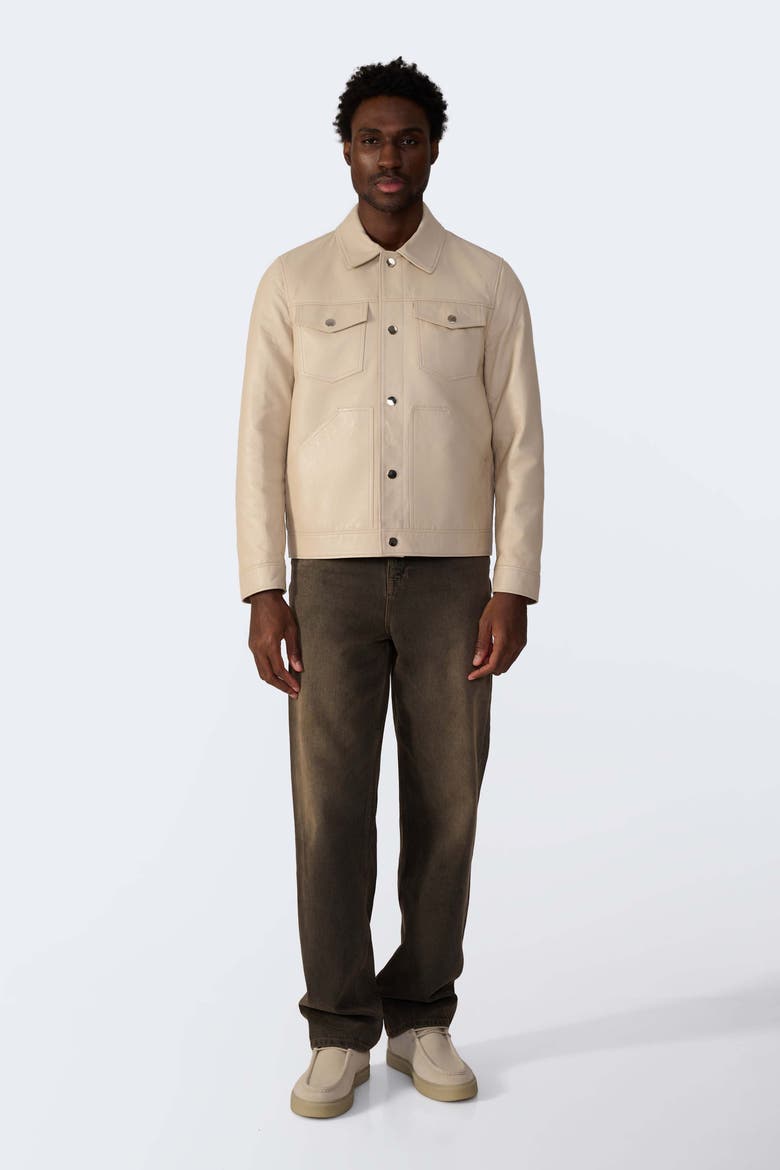 Jude Leather Jacket, Alternate, color, Beige