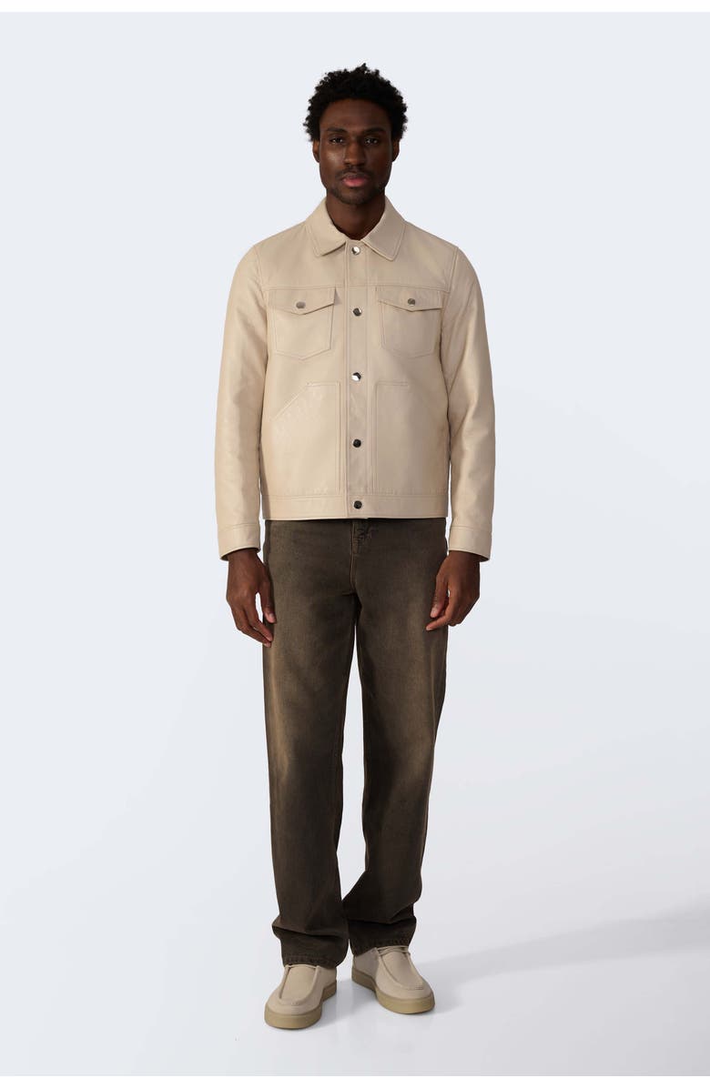 Furniq UK Jude Leather Jacket, Alternate, color, Beige
